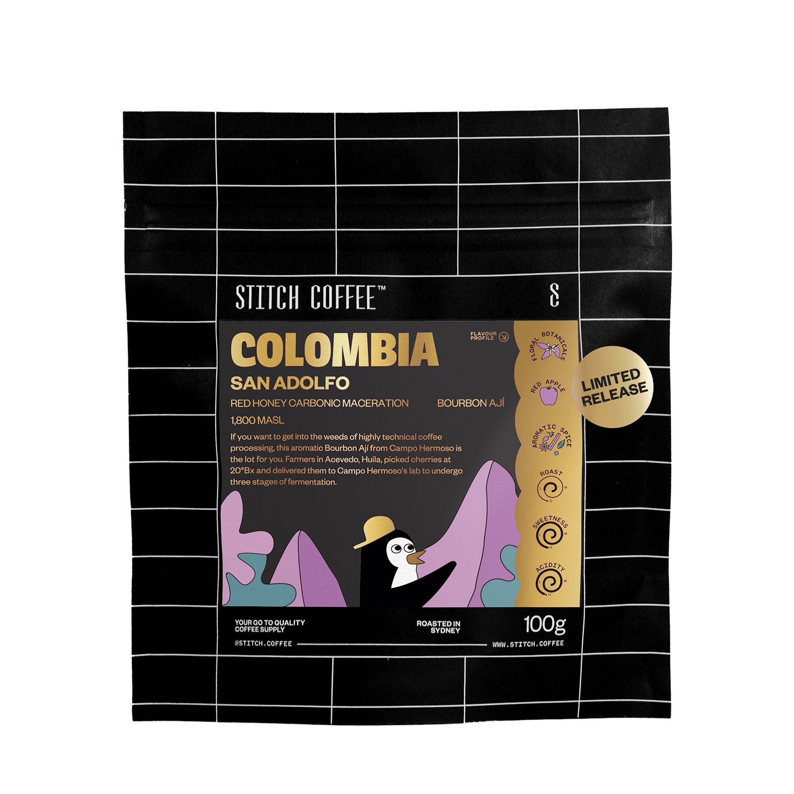 Colombia, San Adolfo 100g coffee bag front