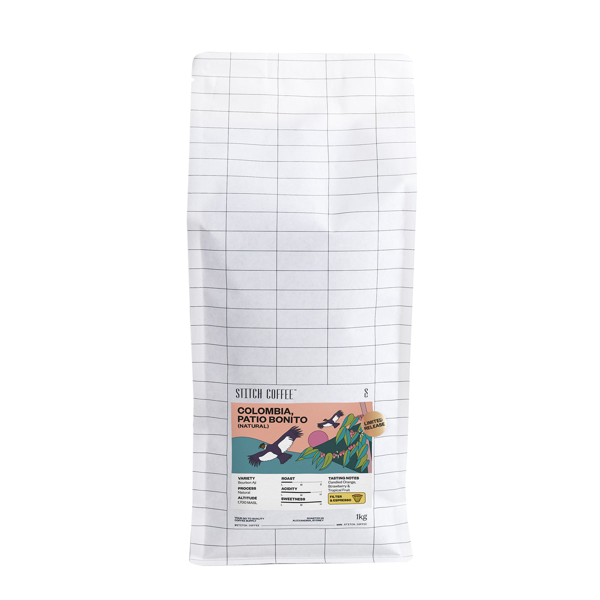 Colombia, Patio Bonito (Natural) 1kg coffee bag front