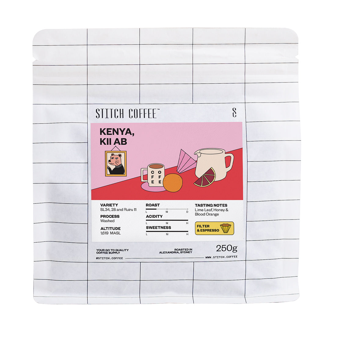 Kenya, Kii AB 250g coffee bag front