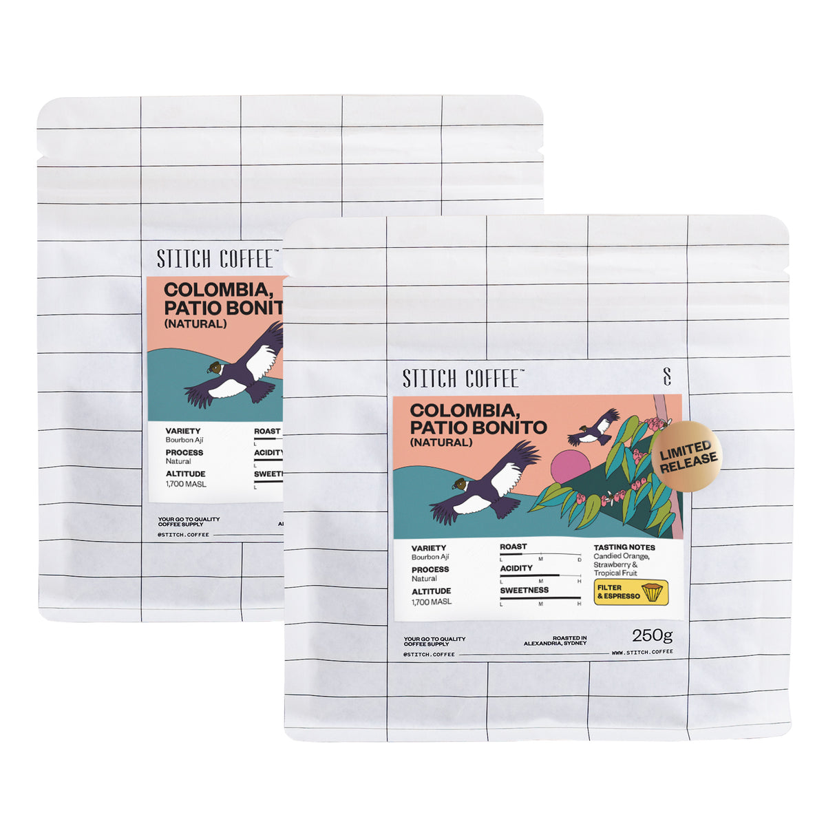 Colombia, Patio Bonito (Natural) 500g coffee bag front