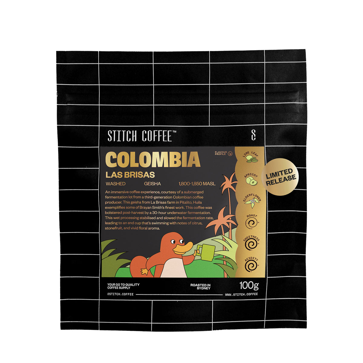 Colombia Las Brisas Geisha 100g front of bag