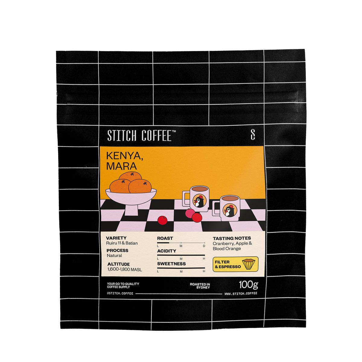 Kenya, Mara 100g coffee bag, front
