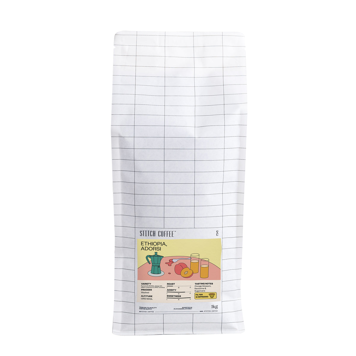 Ethiopia, Adorsi 1kg coffee bag, front