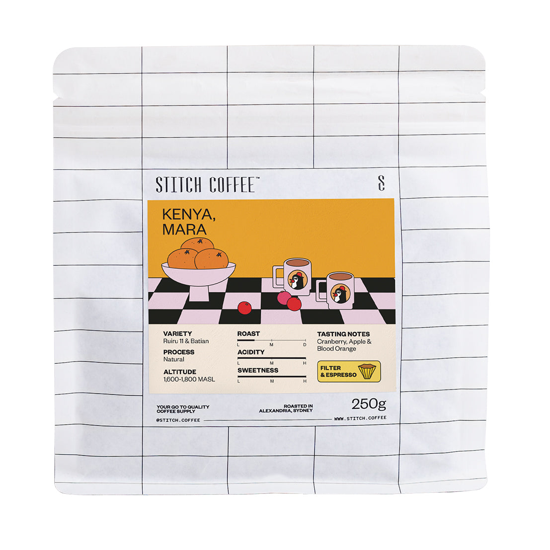 Kenya, Mara 250g coffee bag, front