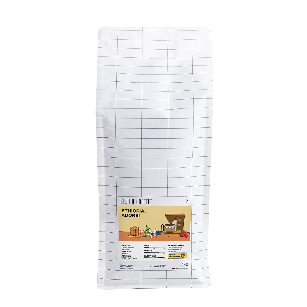 Ethiopia, Adorsi 1kg coffee bag front