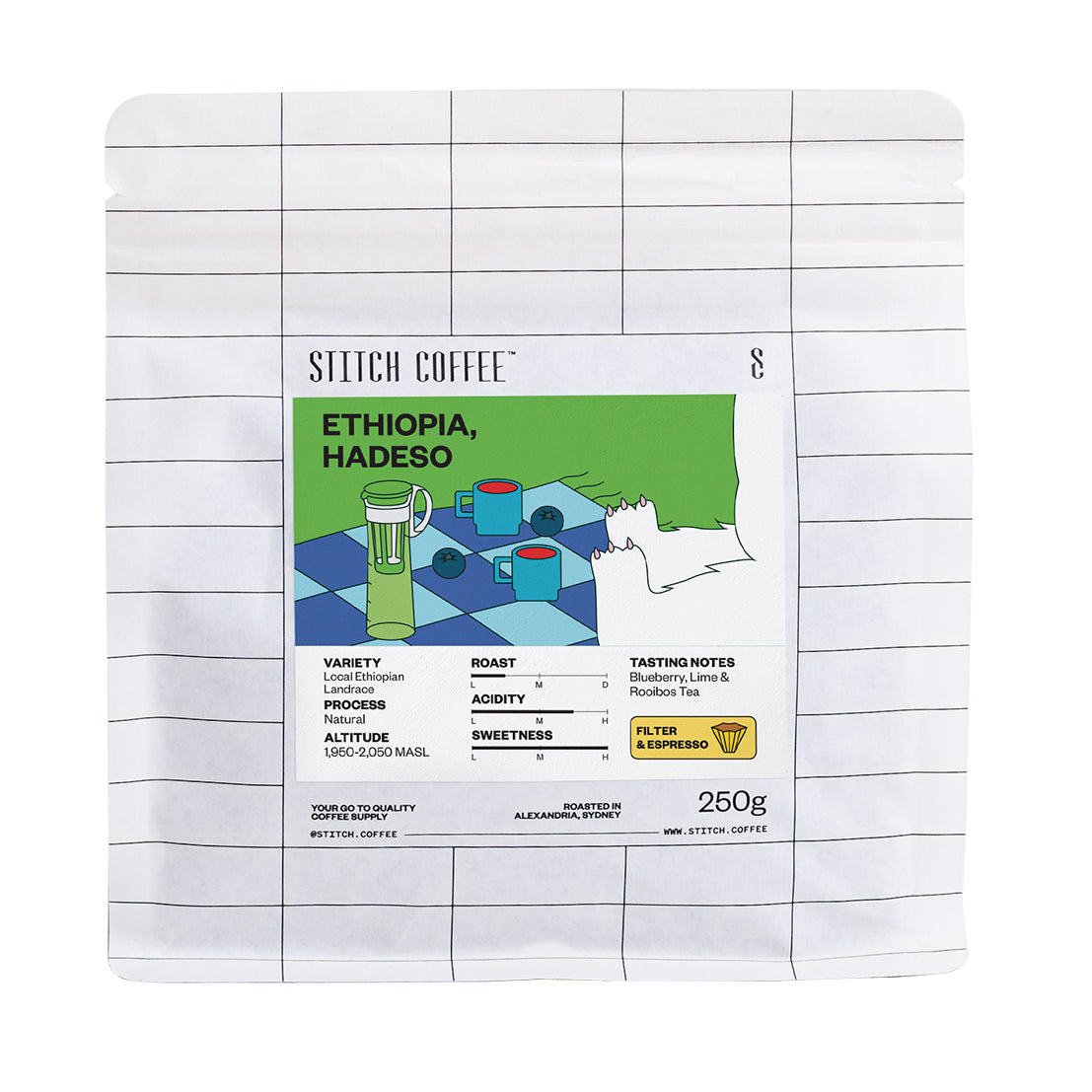 Ethiopia, Hadeso 250g coffee bag front