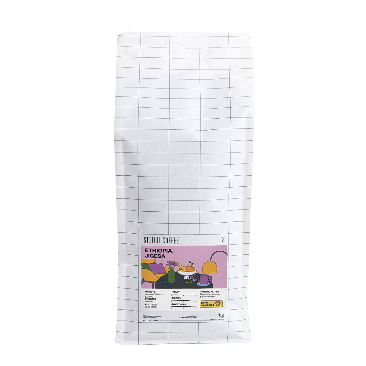 Stitch Coffee Ethiopia Jigesa 1kg bag front