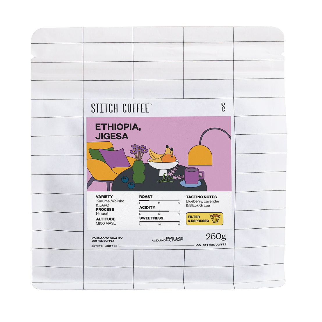 Stitch Coffee Ethiopia Jigesa 250g bag front